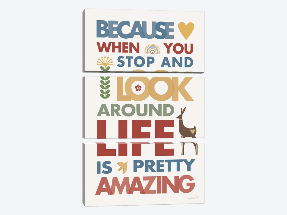 Life Is Amazing by Mercedes Lopez Charro 3-piece Art Print