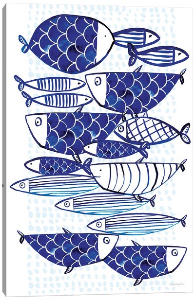 Blue Fish III Canvas Art Print - Mercedes Lopez Charro