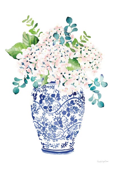 Chinoiserie: Chinoiserie Hydrangea II Blush by Mercedes Lopez Charro
