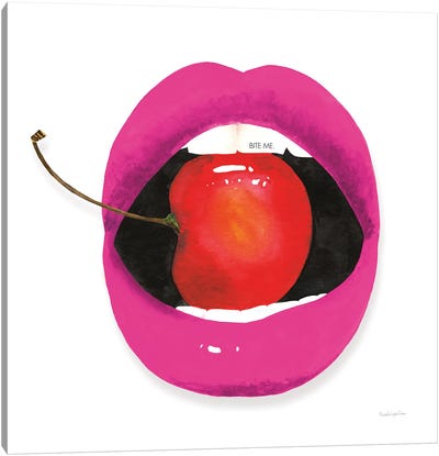 Pink Lips Canvas Art Print - Cherry Art
