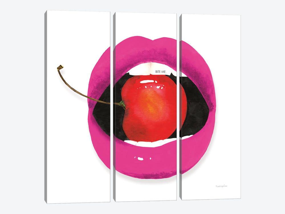 Pink Lips by Mercedes Lopez Charro 3-piece Canvas Art Print