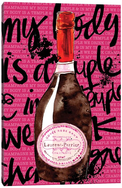 Laurent-Perrier Pink Canvas Art Print - Mercedes Lopez Charro