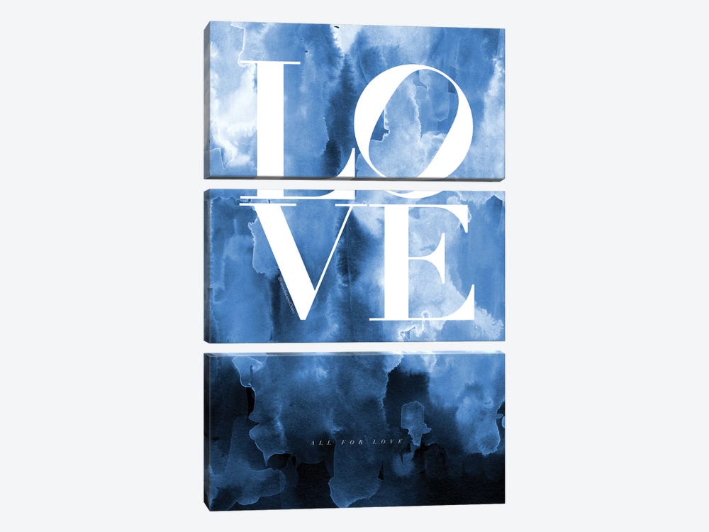 All For Love Blue by Mercedes Lopez Charro 3-piece Canvas Wall Art