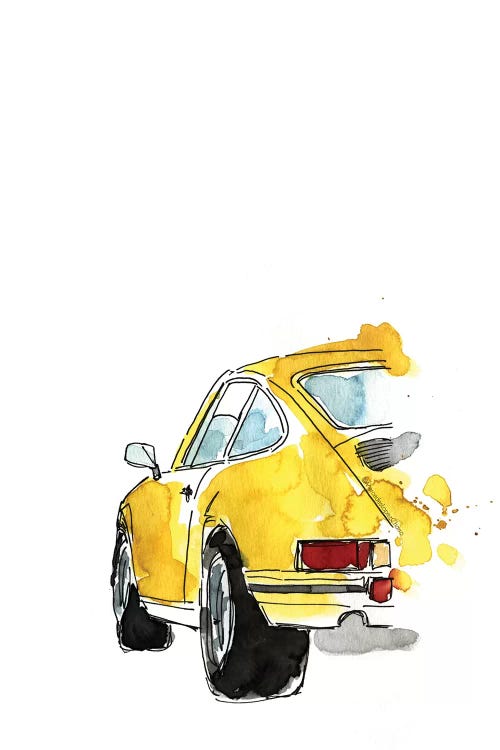 Yellow Porsche by Mercedes Lopez Charro wall art