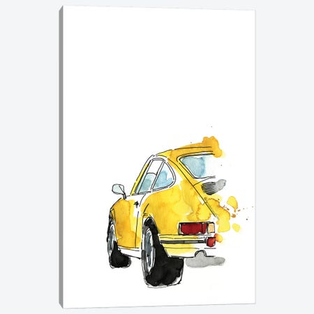 Yellow Porsche Canvas Print #MLC62} by Mercedes Lopez Charro Canvas Art Print