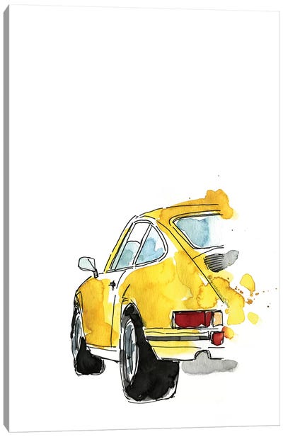 Yellow Porsche Canvas Art Print - Mercedes Lopez Charro