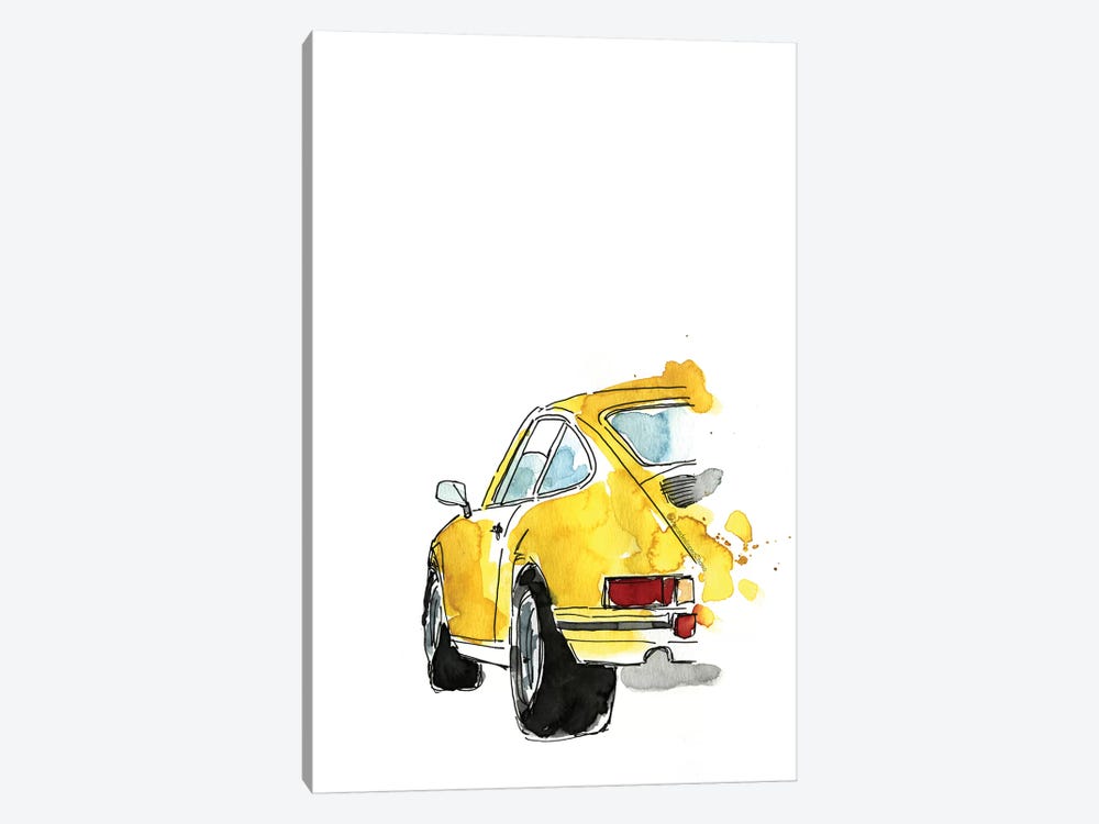 Yellow Porsche by Mercedes Lopez Charro 1-piece Canvas Artwork