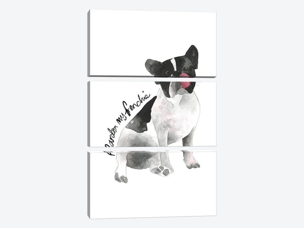 Frenchie Dog by Mercedes Lopez Charro 3-piece Canvas Art Print