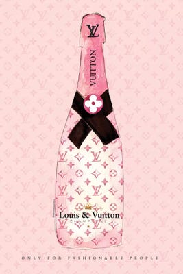 Framed Canvas Art (Champagne) - Louis Vuitton Pink by Art Mirano ( Fashion > Fashion Brands > Louis Vuitton art) - 26x26 in
