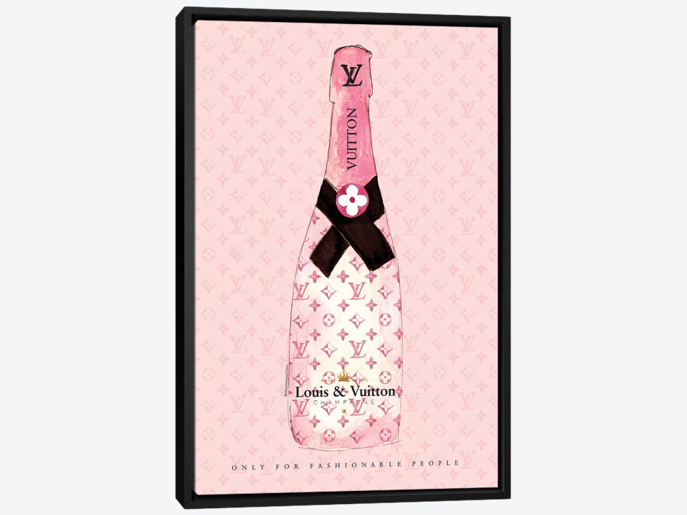 Framed Canvas Art (Champagne) - Louis Vuitton Pink by Art Mirano ( Fashion > Fashion Brands > Louis Vuitton art) - 26x26 in