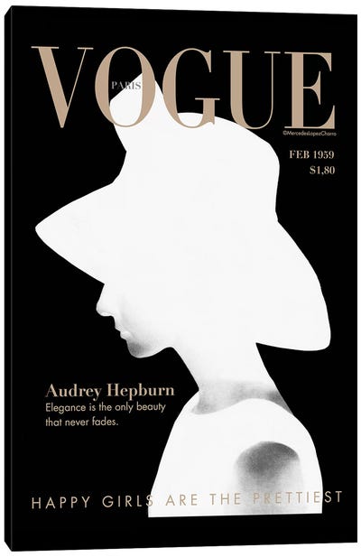 Audrey Vogue Canvas Art Print - Fashion Typography