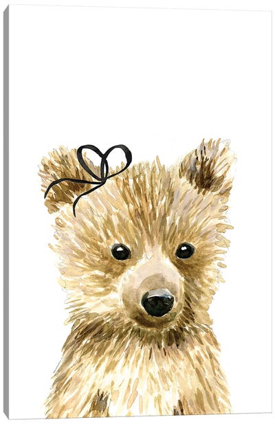 Bear With Bow Canvas Art Print - Mercedes Lopez Charro