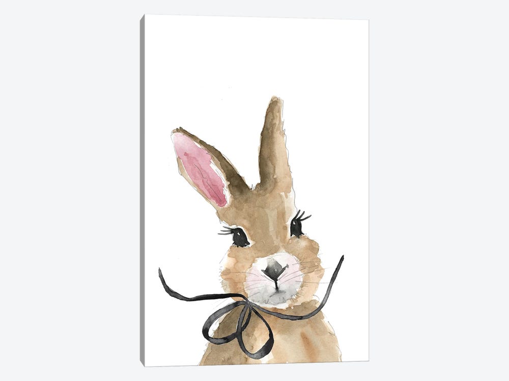 Bunny With Bow by Mercedes Lopez Charro 1-piece Art Print