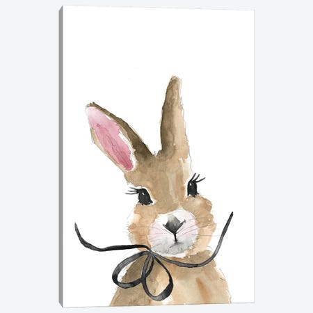 Bunny With Bow Canvas Print #MLC90} by Mercedes Lopez Charro Canvas Wall Art