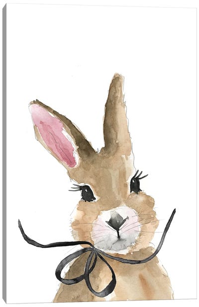 Bunny With Bow Canvas Art Print - Easter