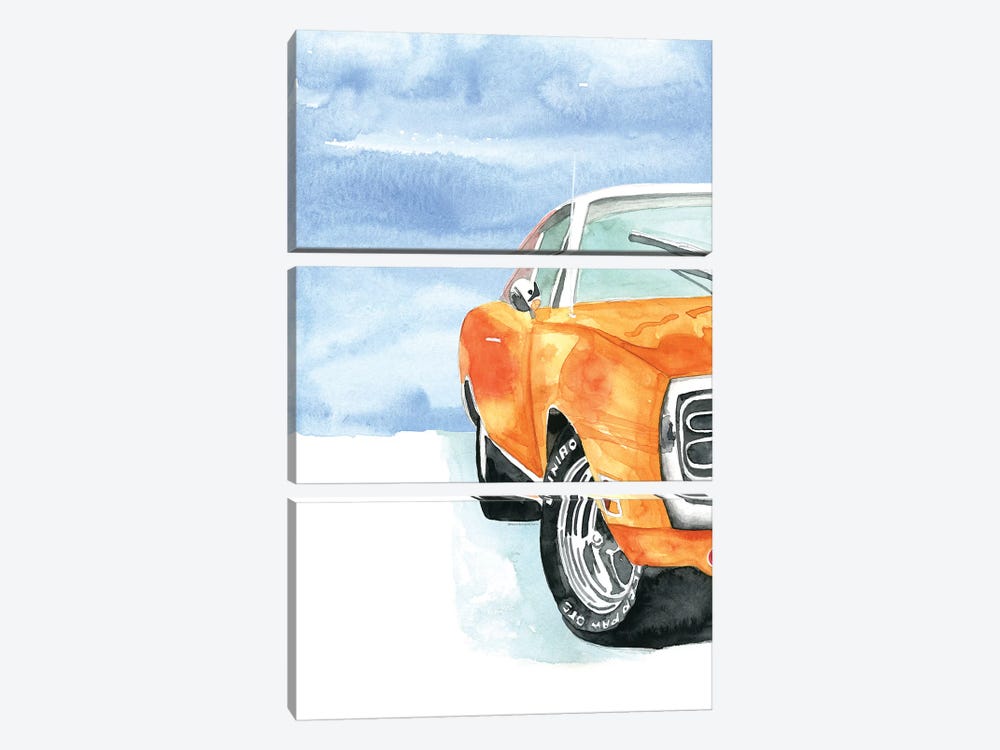 Classic Dodge Car by Mercedes Lopez Charro 3-piece Canvas Print