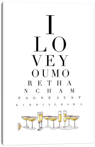 Champagne Eye Test Canvas Art Print - Funny Typography Art