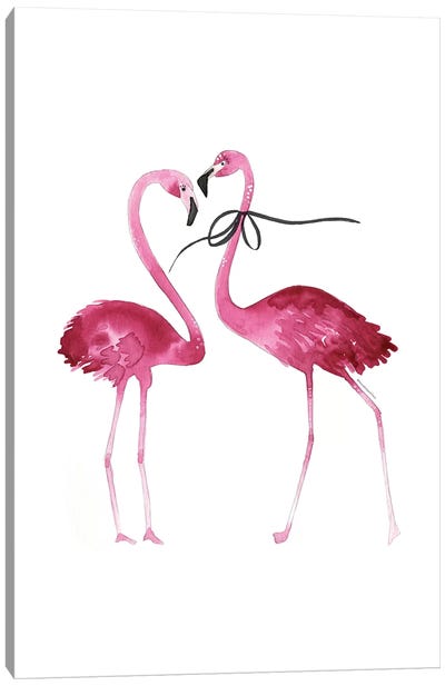 Flamingo Couple Canvas Art Print - Mercedes Lopez Charro