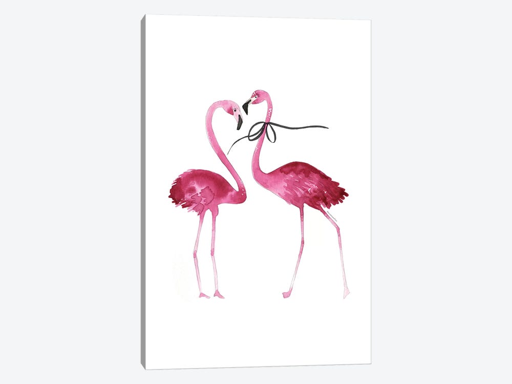 Flamingo Couple by Mercedes Lopez Charro 1-piece Canvas Print