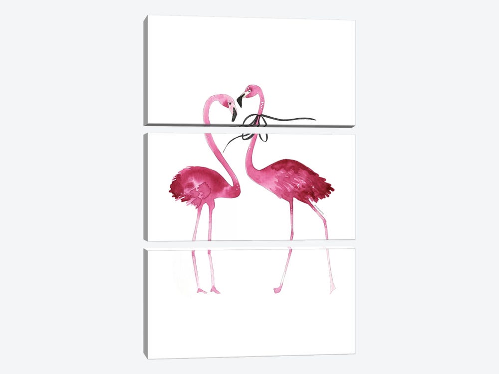 Flamingo Couple by Mercedes Lopez Charro 3-piece Canvas Print