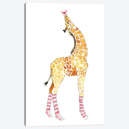 Giraffe With Butterfly Canvas Print #MLC97} by Mercedes Lopez Charro Canvas Print