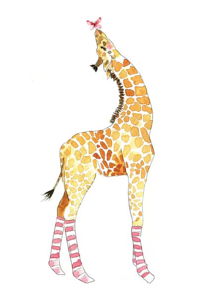 Giraffes: Giraffe With Butterfly by Mercedes Lopez Charro