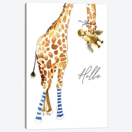 Giraffe With Socks Canvas Print #MLC98} by Mercedes Lopez Charro Canvas Art