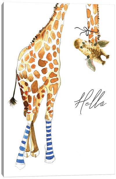 Giraffe With Socks Canvas Art Print - Mercedes Lopez Charro