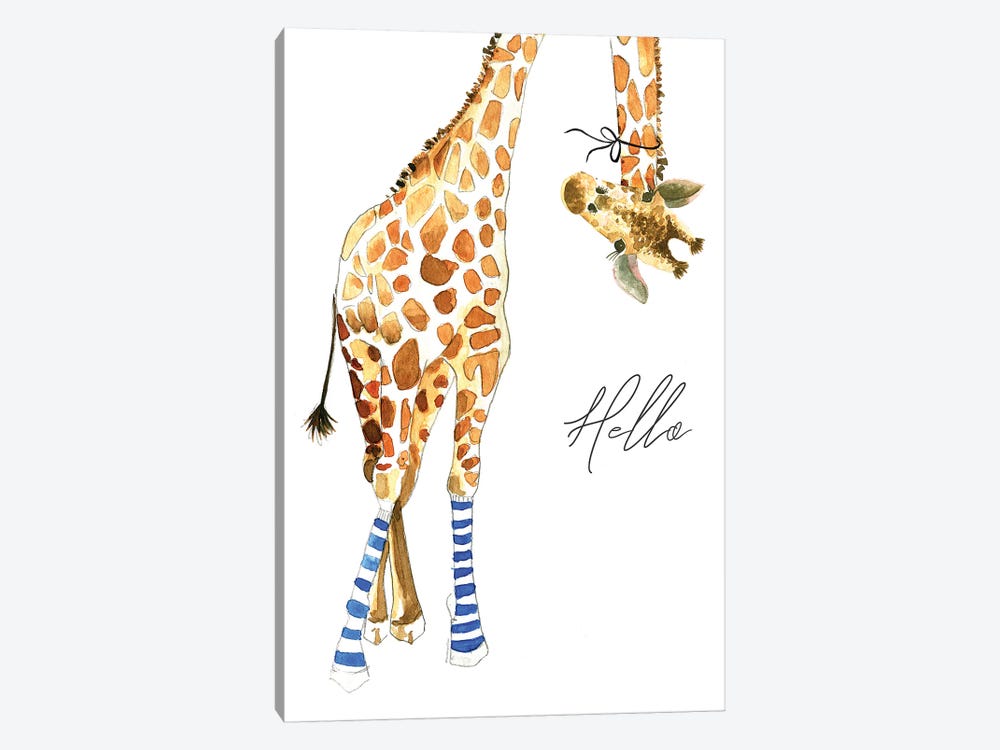 Giraffe With Socks by Mercedes Lopez Charro 1-piece Canvas Art Print