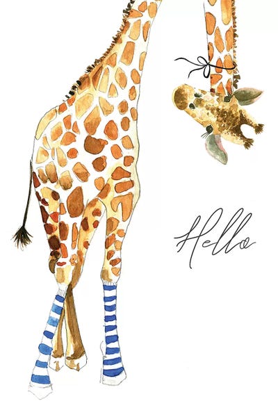 Giraffes: Giraffe With Socks by Mercedes Lopez Charro