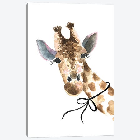 Giraffe With Bow Canvas Print #MLC99} by Mercedes Lopez Charro Canvas Artwork