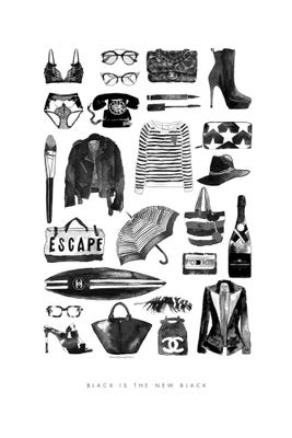 Black Fashion Items Canvas Print by Mercedes Lopez Charro | iCanvas