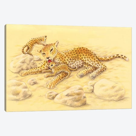 Leopard Family Canvas Print #MLH54} by Miri Leshem-Pelly Canvas Artwork
