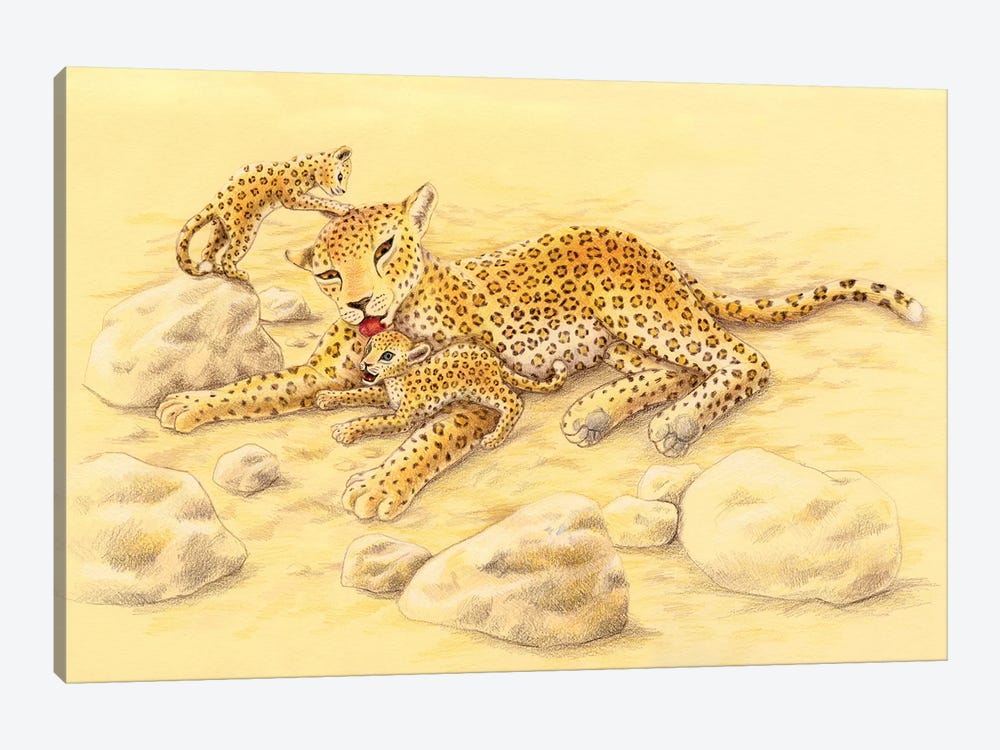 Leopard Family by Miri Leshem-Pelly 1-piece Canvas Art
