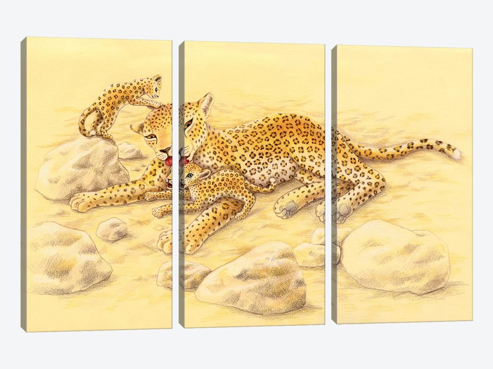 Leopard Family by Miri Leshem-Pelly 3-piece Canvas Art