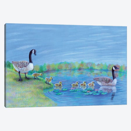 Geese Lake Canvas Print #MLH55} by Miri Leshem-Pelly Canvas Artwork