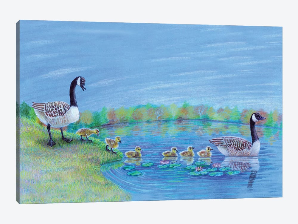 Geese Lake by Miri Leshem-Pelly 1-piece Canvas Art Print