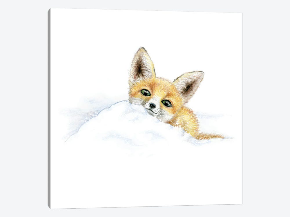 Animals in the Snow: Fox by Miri Leshem-Pelly 1-piece Canvas Art Print