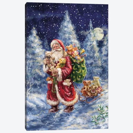Santa in Winter Woods With Sack Canvas Print #MLL13} by Marcello Corti Canvas Print