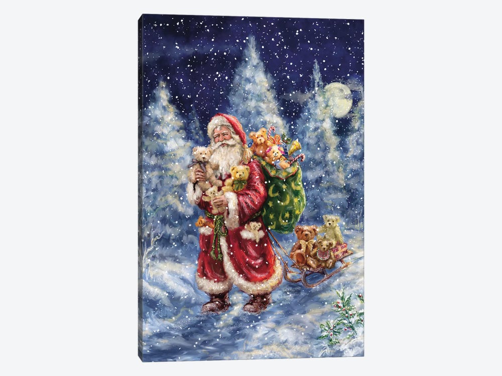 Santa in Winter Woods With Sack by Marcello Corti 1-piece Canvas Art