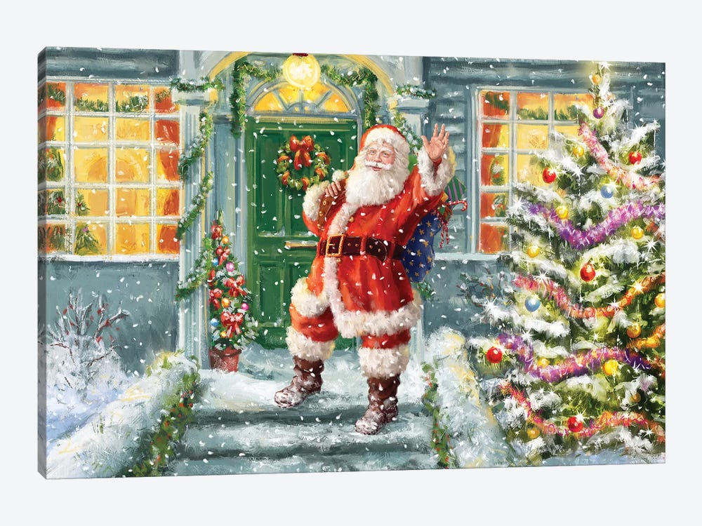Santa On Steps With Green Door by Marcello Corti 1-piece Art Print