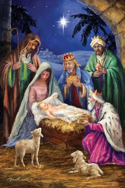 Sheep: Holy Family With Three Kings by Marcello Corti