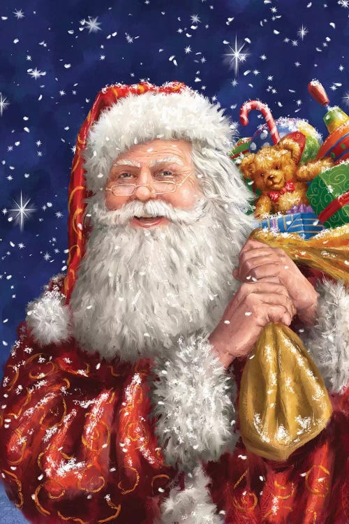 Santa With His Sack On Blue by Marcello Corti wall art
