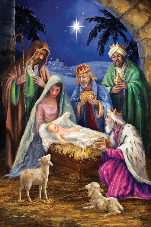 Holy Family with 3 Kings Canvas Art Print by Marcello Corti | iCanvas