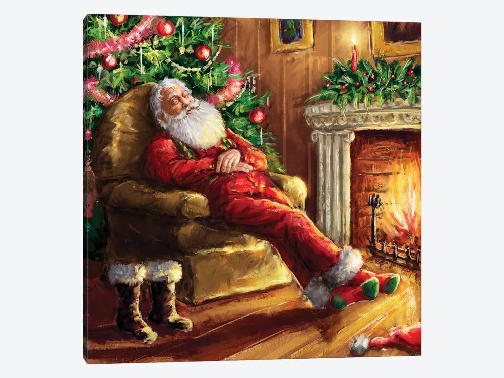 Santa asleep in Chair by Marcello Corti 1-piece Canvas Artwork