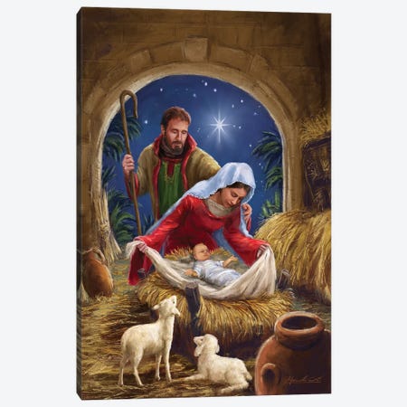 Holy Family With sheep Canvas Print #MLL2} by Marcello Corti Canvas Wall Art