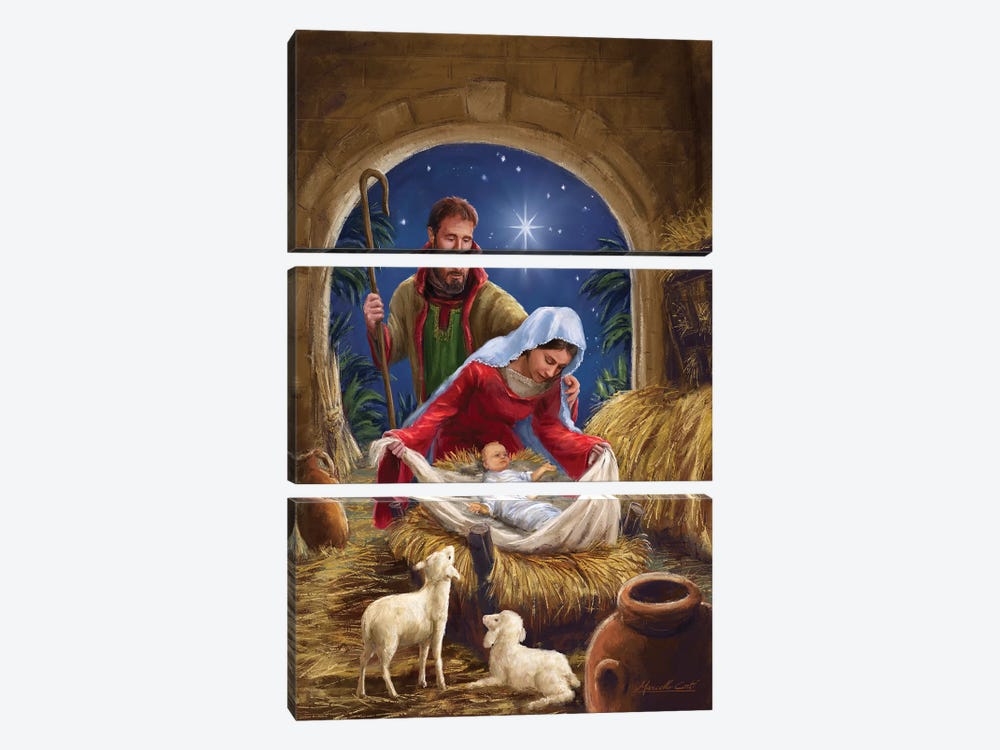 Holy Family With sheep by Marcello Corti 3-piece Canvas Wall Art