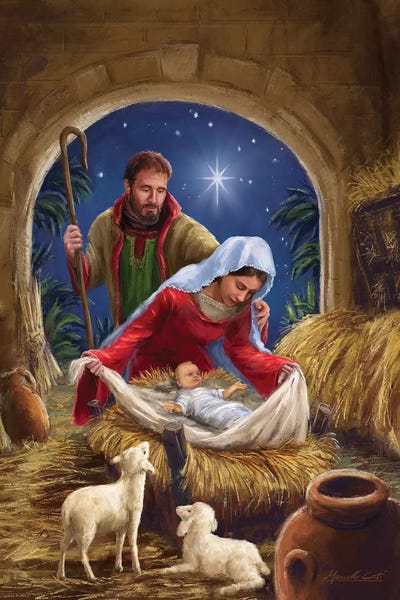 Roaring Brook Art: Holy Family With sheep by Marcello Corti