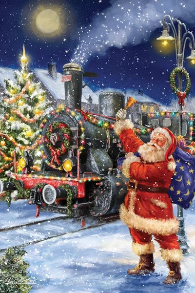 Trains: Santa And Black Train by Marcello Corti