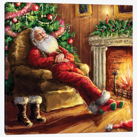 Santa Asleep In Chair Canvas Print #MLL7} by Marcello Corti Art Print